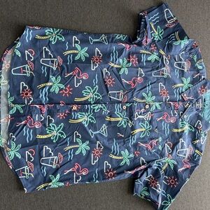 Chubbies Navy Shirt with Aqua Striped Lining and Pineapple Logo